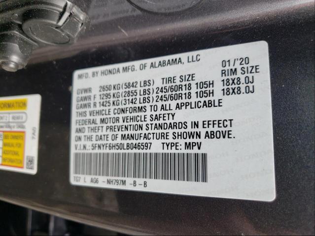 Photo 9 VIN: 5FNYF6H50LB046597 - HONDA PILOT EXL 