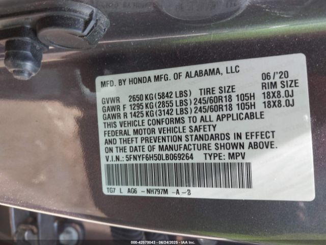 Photo 8 VIN: 5FNYF6H50LB069264 - HONDA PILOT 