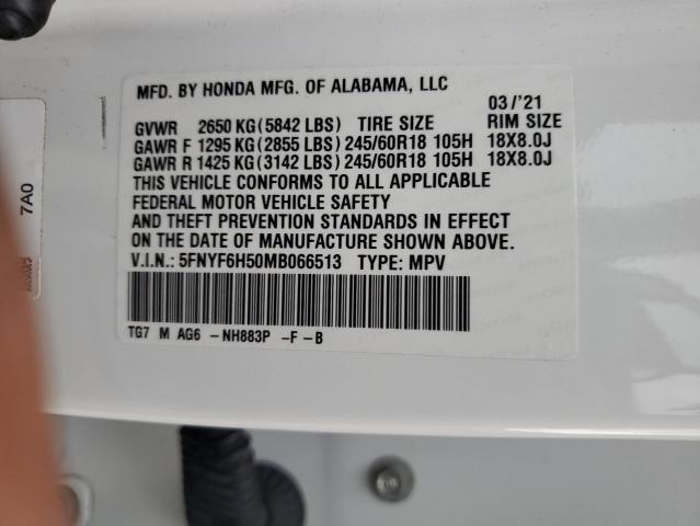 Photo 12 VIN: 5FNYF6H50MB066513 - HONDA PILOT EXL 