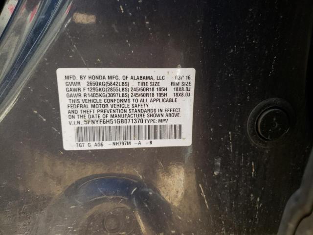 Photo 12 VIN: 5FNYF6H51GB071370 - HONDA PILOT EXL 