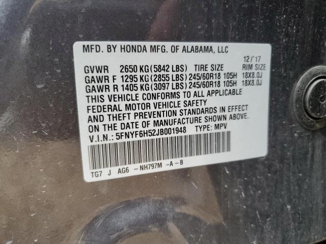 Photo 12 VIN: 5FNYF6H52JB001948 - HONDA PILOT EXL 