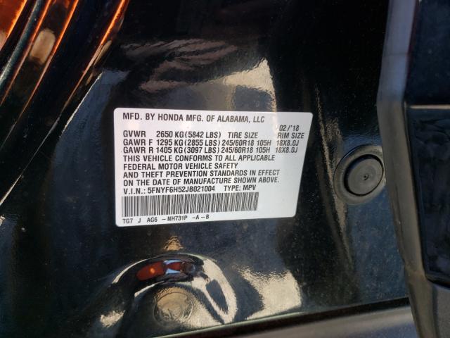 Photo 9 VIN: 5FNYF6H52JB021004 - HONDA PILOT EXL 