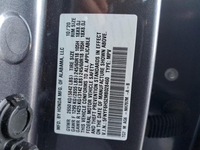 Photo 12 VIN: 5FNYF6H52MB028460 - HONDA PILOT EXL 