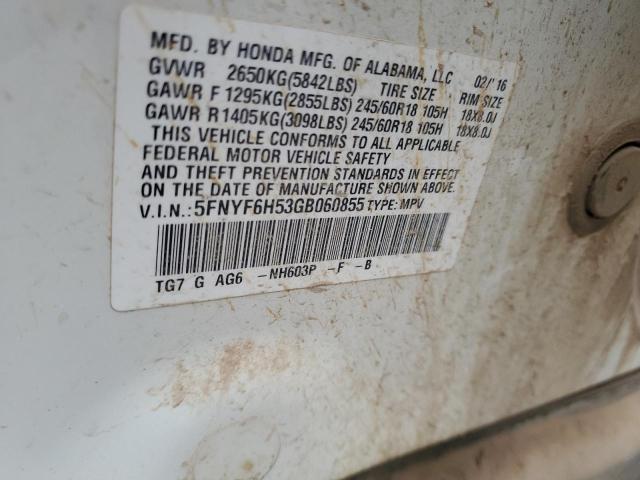 Photo 12 VIN: 5FNYF6H53GB060855 - HONDA PILOT EXL 