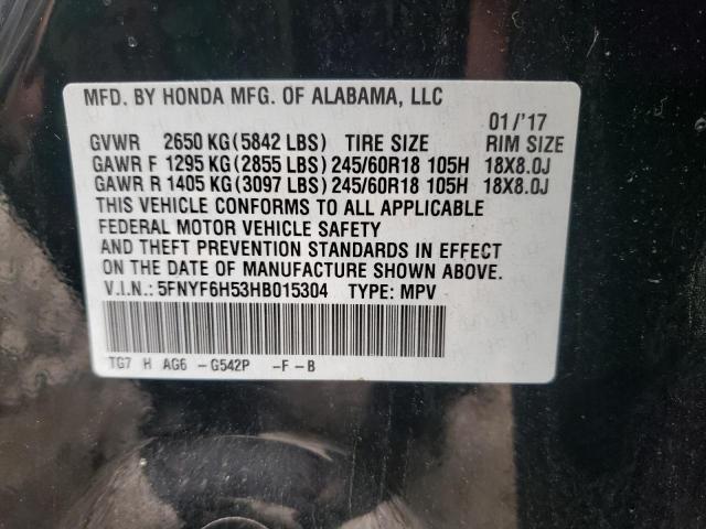 Photo 9 VIN: 5FNYF6H53HB015304 - HONDA PILOT EXL 