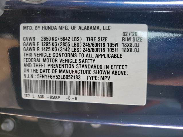 Photo 12 VIN: 5FNYF6H53LB052183 - HONDA PILOT EXL 