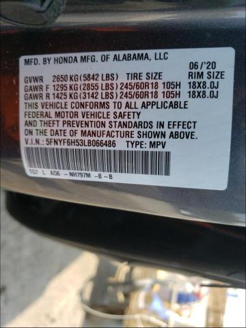 Photo 9 VIN: 5FNYF6H53LB066486 - HONDA PILOT EXL 