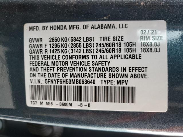 Photo 9 VIN: 5FNYF6H53MB063640 - HONDA PILOT EXL 