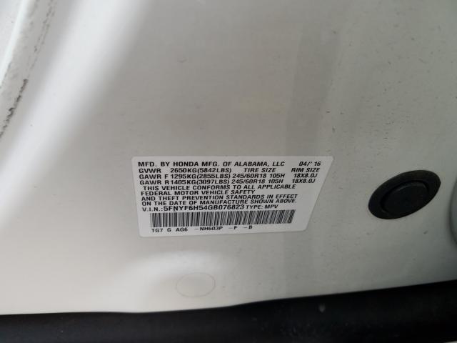 Photo 9 VIN: 5FNYF6H54GB076823 - HONDA PILOT EXL 