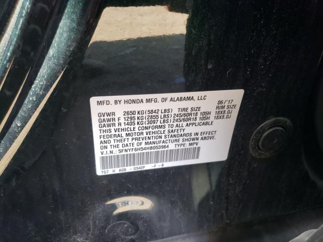 Photo 9 VIN: 5FNYF6H54HB053964 - HONDA PILOT EXL 