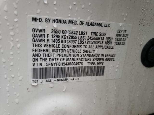 Photo 9 VIN: 5FNYF6H54JB004978 - HONDA PILOT EXL 