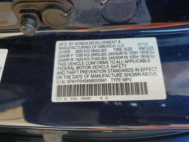 Photo 13 VIN: 5FNYF6H54NB000841 - HONDA PILOT EXL 