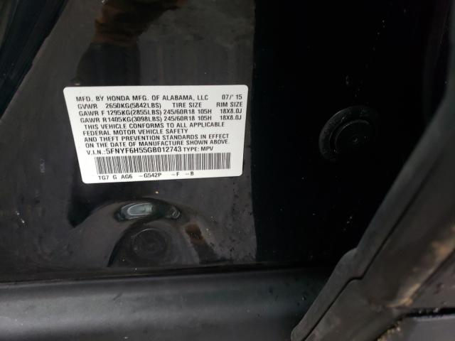 Photo 9 VIN: 5FNYF6H55GB012743 - HONDA PILOT EXL 