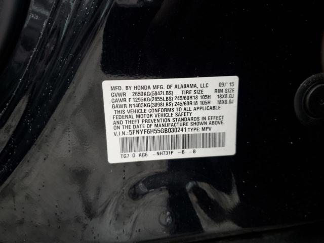 Photo 11 VIN: 5FNYF6H55GB030241 - HONDA PILOT EXL 