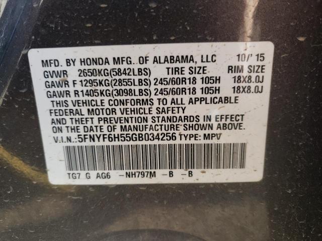 Photo 9 VIN: 5FNYF6H55GB034256 - HONDA PILOT EXL 