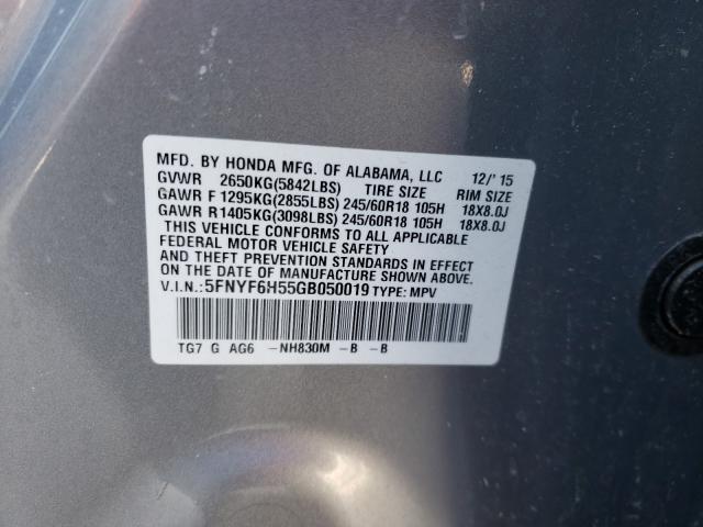 Photo 9 VIN: 5FNYF6H55GB050019 - HONDA PILOT EXL 