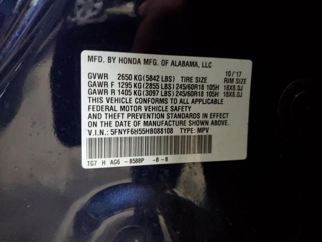 Photo 12 VIN: 5FNYF6H55HB088108 - HONDA PILOT EXL 