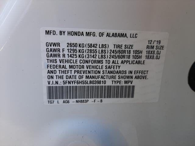 Photo 9 VIN: 5FNYF6H55LB039810 - HONDA PILOT EXL 