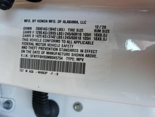 Photo 12 VIN: 5FNYF6H55MB045754 - HONDA PILOT EXL 