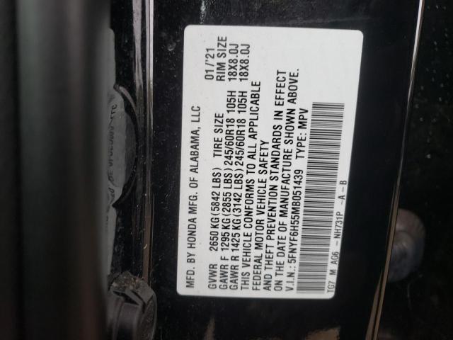 Photo 12 VIN: 5FNYF6H55MB051439 - HONDA PILOT 