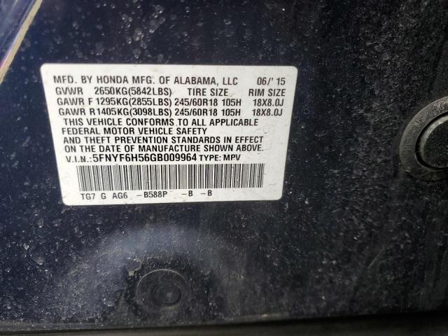 Photo 9 VIN: 5FNYF6H56GB009964 - HONDA PILOT EXL 