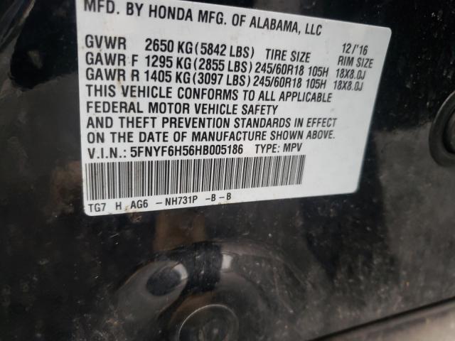 Photo 9 VIN: 5FNYF6H56HB005186 - HONDA PILOT EXL 