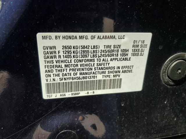 Photo 12 VIN: 5FNYF6H56JB013701 - HONDA PILOT EXL 