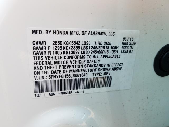 Photo 9 VIN: 5FNYF6H56JB061649 - HONDA PILOT 