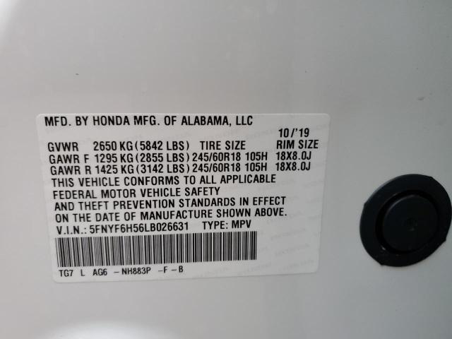 Photo 9 VIN: 5FNYF6H56LB026631 - HONDA PILOT EXL 