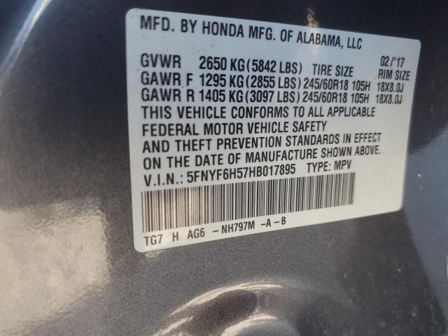 Photo 12 VIN: 5FNYF6H57HB017895 - HONDA PILOT 