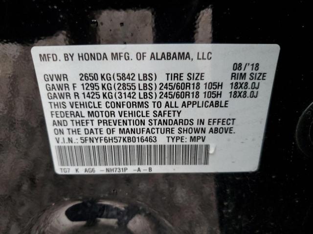 Photo 12 VIN: 5FNYF6H57KB016463 - HONDA PILOT 