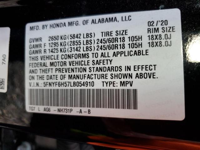 Photo 9 VIN: 5FNYF6H57LB054910 - HONDA PILOT EXL 