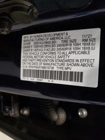 Photo 9 VIN: 5FNYF6H57NB019738 - HONDA PILOT EXL 