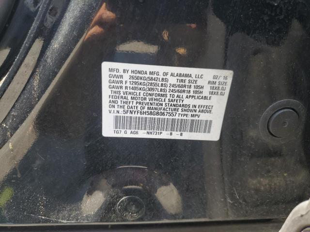 Photo 12 VIN: 5FNYF6H58GB067557 - HONDA PILOT EXL 