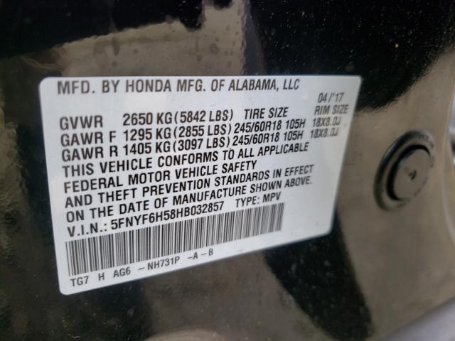 Photo 9 VIN: 5FNYF6H58HB032857 - HONDA PILOT EXL 