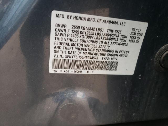 Photo 12 VIN: 5FNYF6H58HB048573 - HONDA PILOT 