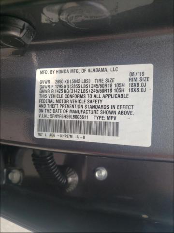 Photo 9 VIN: 5FNYF6H59LB008611 - HONDA PILOT EXL 