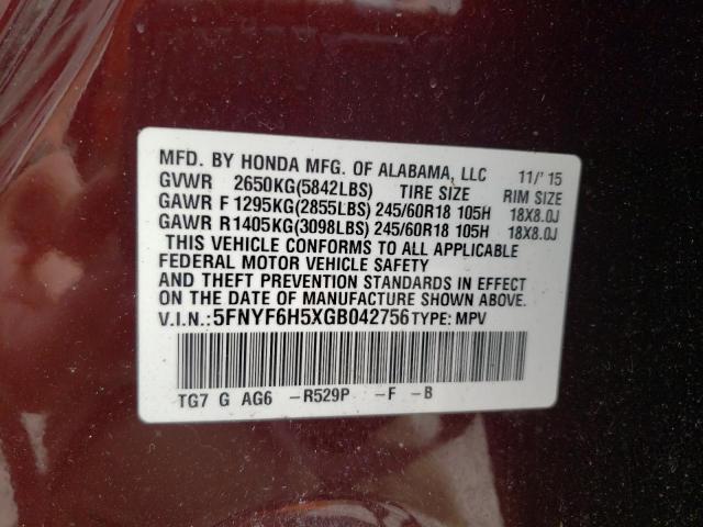 Photo 12 VIN: 5FNYF6H5XGB042756 - HONDA PILOT 