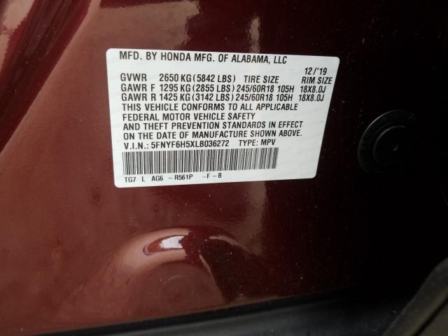 Photo 9 VIN: 5FNYF6H5XLB036272 - HONDA PILOT EXL 