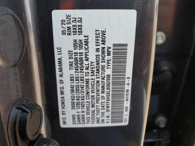 Photo 9 VIN: 5FNYF6H5XLB062998 - HONDA PILOT EXL 