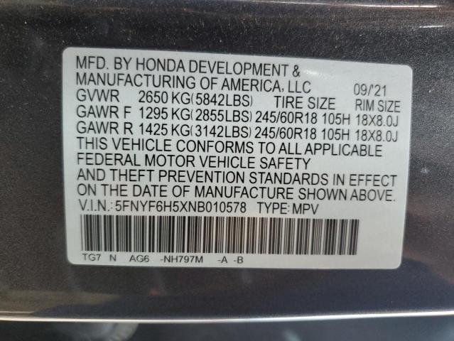 Photo 12 VIN: 5FNYF6H5XNB010578 - HONDA PILOT 