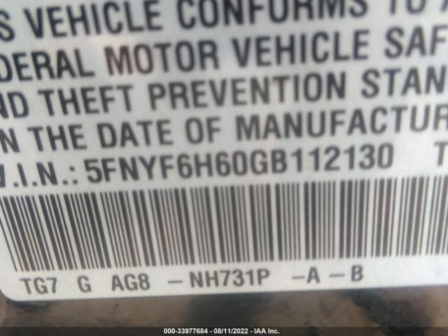 Photo 8 VIN: 5FNYF6H60GB112130 - HONDA PILOT 