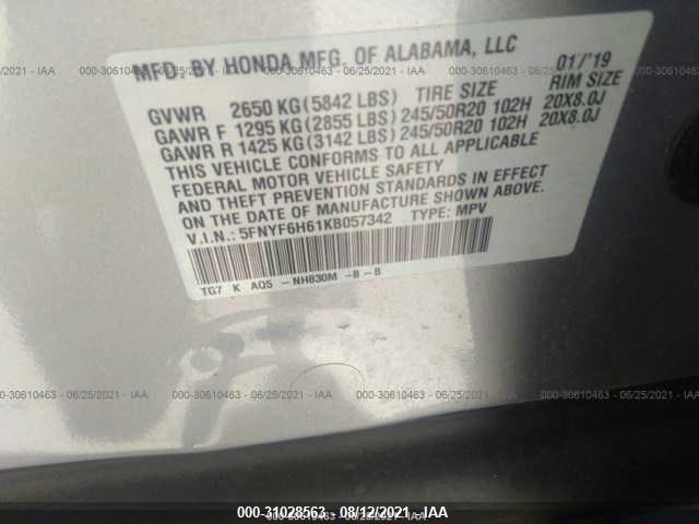 Photo 8 VIN: 5FNYF6H61KB057342 - HONDA PILOT 