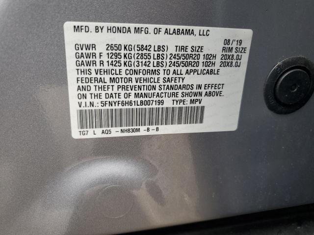 Photo 12 VIN: 5FNYF6H61LB007199 - HONDA PILOT 