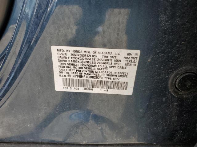 Photo 12 VIN: 5FNYF6H67GB029231 - HONDA PILOT 