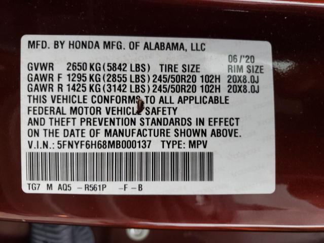 Photo 12 VIN: 5FNYF6H68MB000137 - HONDA PILOT 