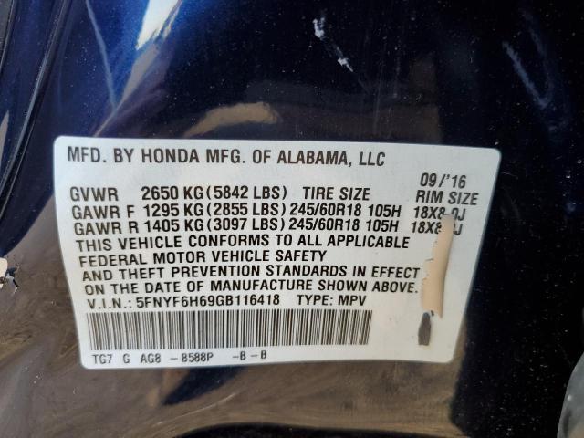 Photo 12 VIN: 5FNYF6H69GB116418 - HONDA PILOT 