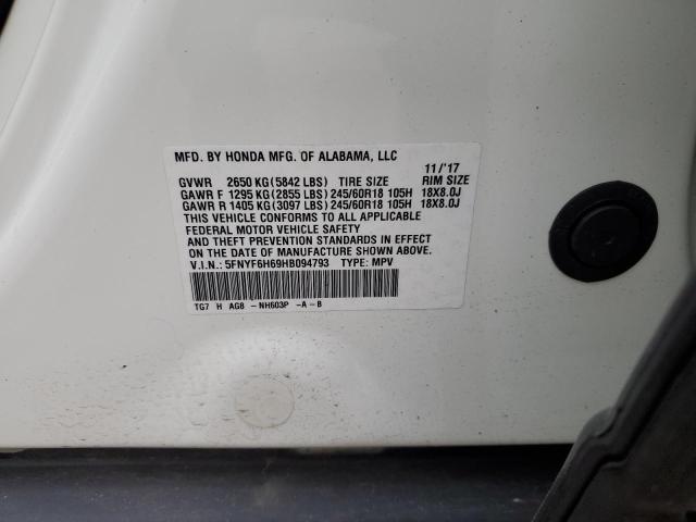 Photo 11 VIN: 5FNYF6H69HB094793 - HONDA PILOT EXL 