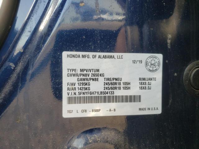 Photo 9 VIN: 5FNYF6H71LB504133 - HONDA PILOT BLAC 