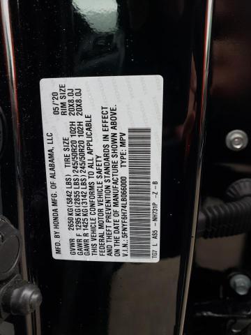 Photo 12 VIN: 5FNYF6H74LB066000 - HONDA PILOT BLAC 